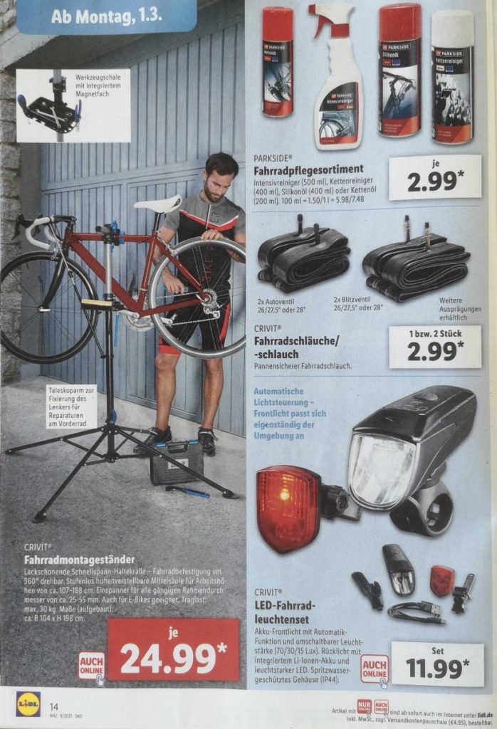 Lidl Fahrrad Angebote Fahrradzubehör und Fahrradbekleidung